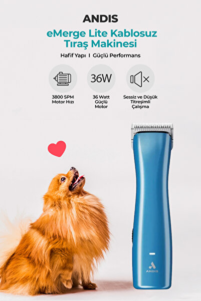 Andis eMerge Lite Şarjlı Profesyonel Kedi Köpek Tıraş Makinesi - 1,5 mm Kesen...