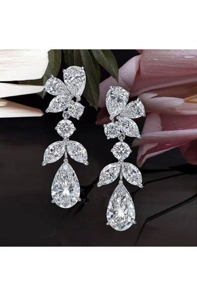 Choice E2327 Huitan Aesthetic Design Women's Dangle Earrings with White Cubic...
