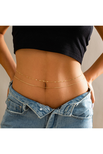 Choice Gold Color 1 2Pcs/Set Simple Boho Smooth Snake Chain Waist Belt Sexy L...