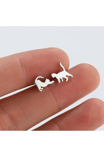 Choice GED483S 1Pair Small Stainless Steel Cat Earrings 2026 Minimalist Cute ...