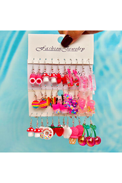 Choice G00000289 32pcs cartoon candy color matching resin earrings cherry mus...