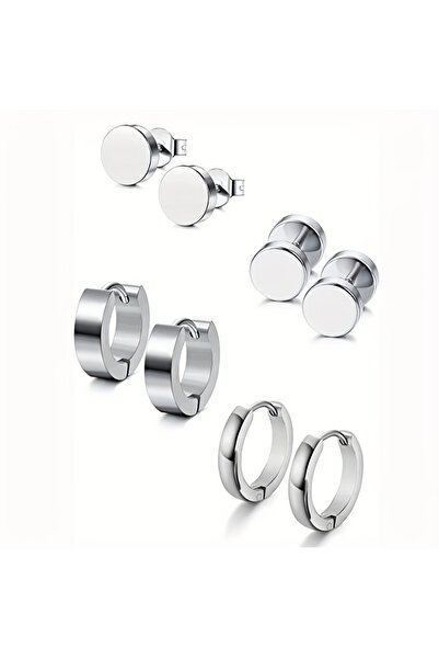 Choice 4pairs Steel 8 Pairs/Set Stainless Steel Hoop Earrings Stud Earrings F...