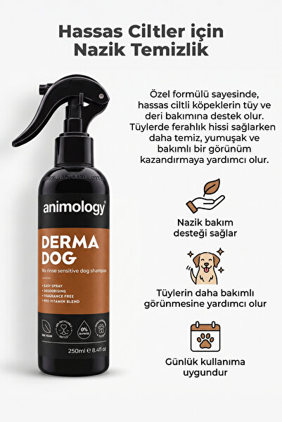 Animology Derma Dog Hassas Derili Köpekler İçin Durulamasız Şampuan 250 mL