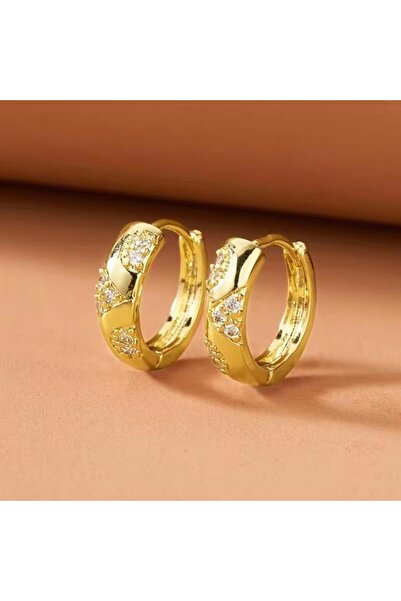 Choice E4105 Huitan Chic Gold Color Hoop Earrings Female Exquisite Shiny Cubi...