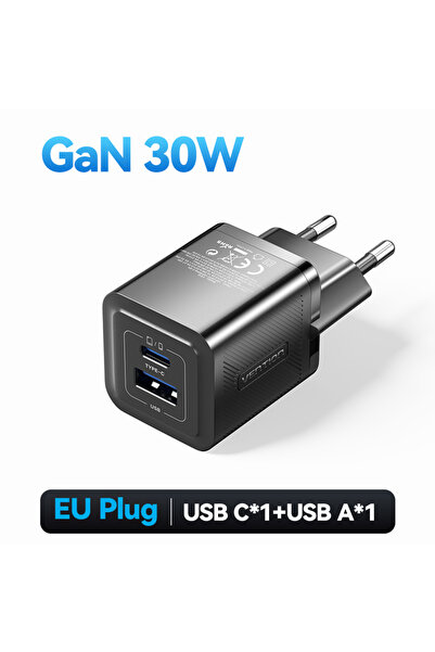 Choice11 Bundle 1 30W EU Plug Black Vention 30W GaN Charger USB USB-C PD 3.0 ...