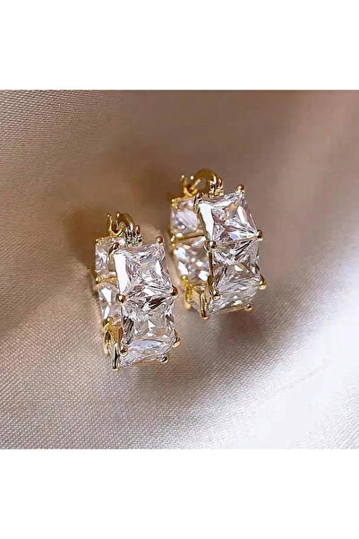 Choice E4219 Huitan Princess Square White/Black CZ Hoop Earrings for Women Lu...