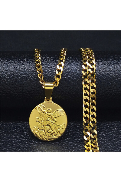 Choice1 A 50CM CS GD Archangel Saint Michael Stainless Steel Chain Necklace f...