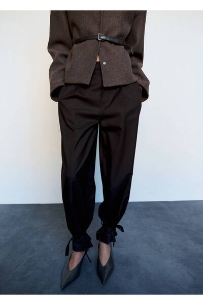 MANGO Woman Bağcıklı baggy pantolon