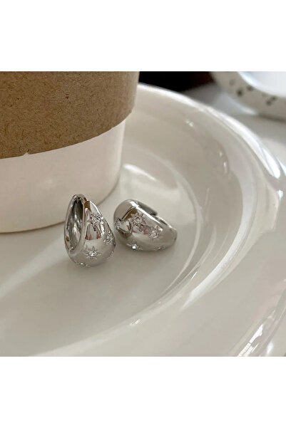 Choice B Stainless Steel Smooth Star Zircon Hoop Earrings for Women Girls Met...