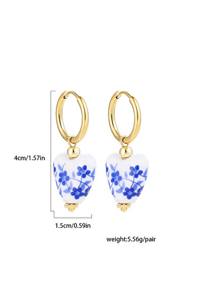 Choice 6 Blue and White Porcelain Teapot Pendant Earring Vintage Ceramic Hear...