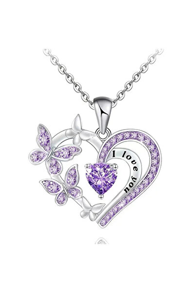 Choice 45cm XL1137 Huitan Purple/White Butterfly Love Pendant Necklace for Wo...