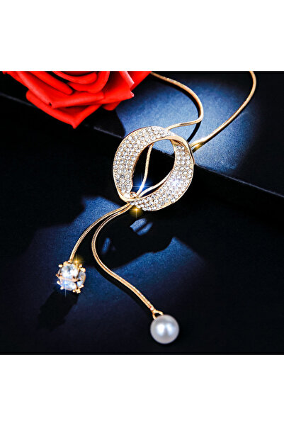Choice Gold Fashion Long Chain Sweater Necklaces & Pendants for Women Zircon ...