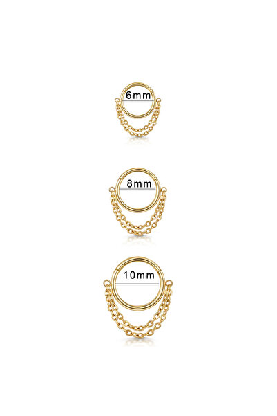 Choice 8mm E1513a-Gold 1PC Stainless Steel Hoop Earrings Chain Septum Piercin...