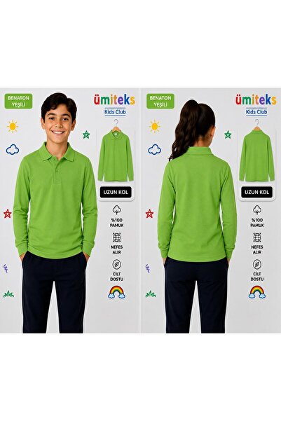 ümitteks iş ve okul kıyafetleri Combed Cotton Green Polo Neck School T-shirt