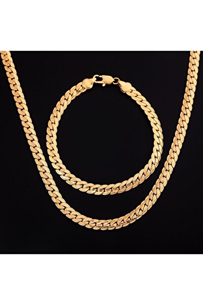 Choice Gold 55cm and 20cm Silver 18k Gold Color 6mm Chain Bracelets Neckalce ...