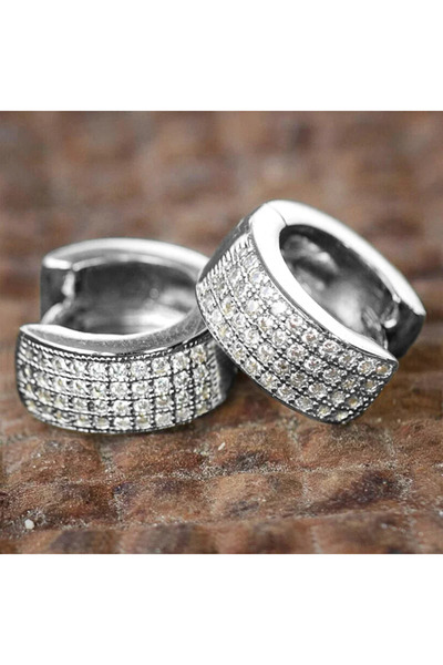 Choice6 E703 Huitan Small Round Hoop Earrings for Men/Women Shiny White Zirco...