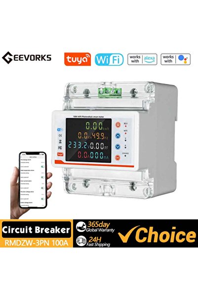 Choice قاطع الدائرة الذكي Tuya WiFi مع مقياس الطاقة ثنائي الاتجاه ومفتاح إعاد...