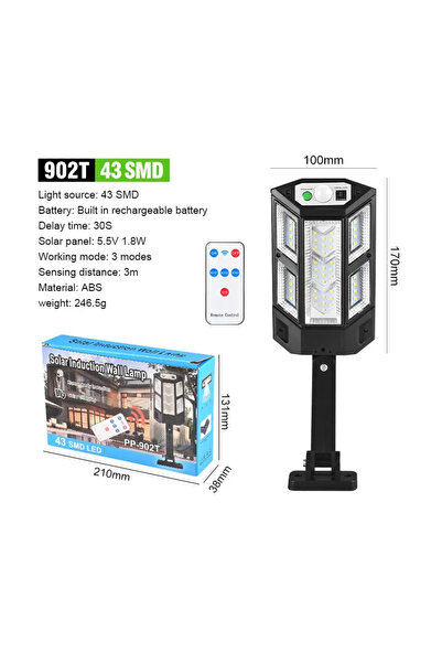 Choice 43 SMD LED تعمل بالطاقة الشمسية مع استشعار الإنسان، إضاءة جدارية خارجي...