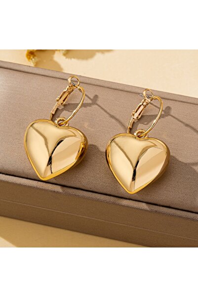 Choice Gold-color A Pair of Women's Fashionable Dangle Earrings, Smooth Heart...