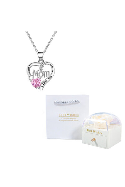 Choice 45cm PK-WE Birthstone Heart Pendant Necklace For Women With Rose Gift ...