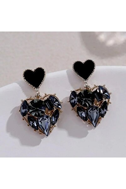Choice AEH60148 Woman's Temperament Gray Heart Shape Dangle Earrings Stud Nat...