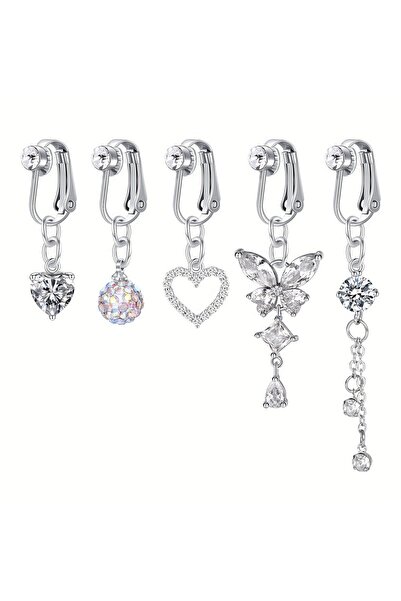 Choice Style1 5PCS Rhinestone Heart Butterfly Dangle Non Piercing Stainless S...