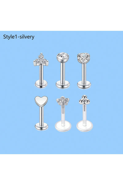 Choice Straight Barbell Face 1.2x8mm Labret, Lip Piercing Jewelry A 6Pcs Cart...