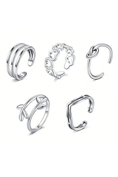 Choice Silver 5pcs Stainless Steel Toe Ring Open Foot Ring Pack Set Hollow He...