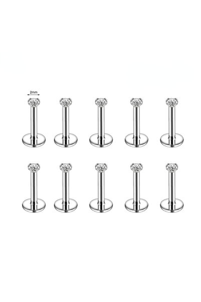 Choice14 (16G) 1.2X8MM فضة - 2MM 10 قطع فضي ذهبي اللون 16G ستانلس ستيل لابريت...