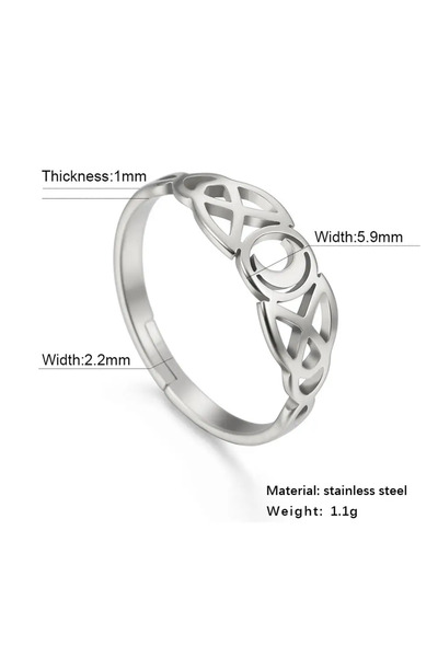 Choice resizable Silver Skyrim Moon Irish Knot Stainless Steel Adjustable Rin...