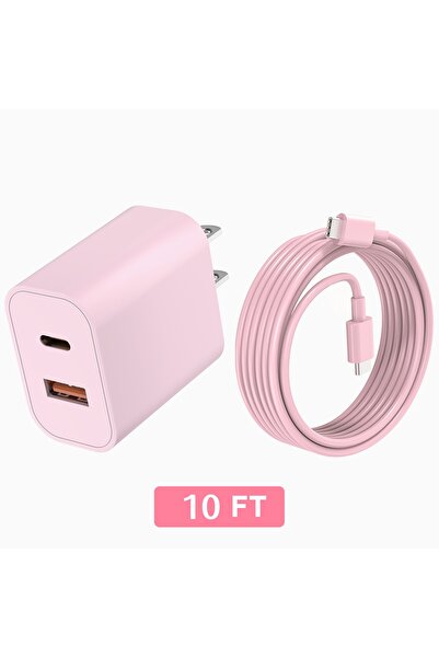 Choice1 US pink-1 set 20W Ultra Fast Charging Kit, Dual-Port USB-C Wall Adapt...