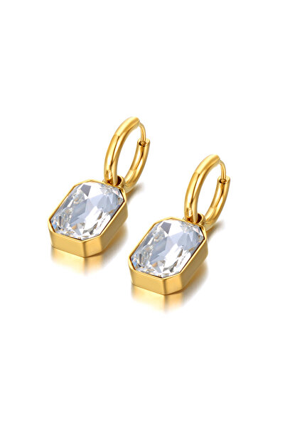 Choice E22115G-White Lokaer Stainless Steel Geometric Square Hoop Earrings Sp...