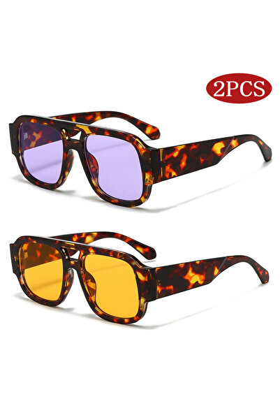 Choice1 2pcs z04 2pcs Fashion Candy Color Square Sun Glasses Women Large Fram...