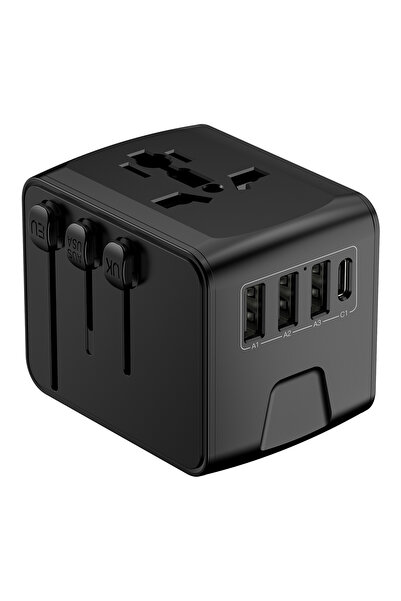 Choice3 Universal Plug Black Universal Travel Adapter, High Speed 3.4A 4*USB,...