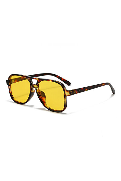 Choice5 demi yellow 1/4pcs Double Bridge Vintage Square Sunglasses Retro Clas...