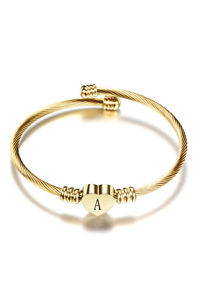 Choice45 E Gold Fashion Initial Letter Stainless Steel Cuff Bracelet For Wome...