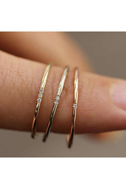 Choice8 7 Three Stone Tarnish Free New Minimalist 316L Stainless Steel 18k Go...