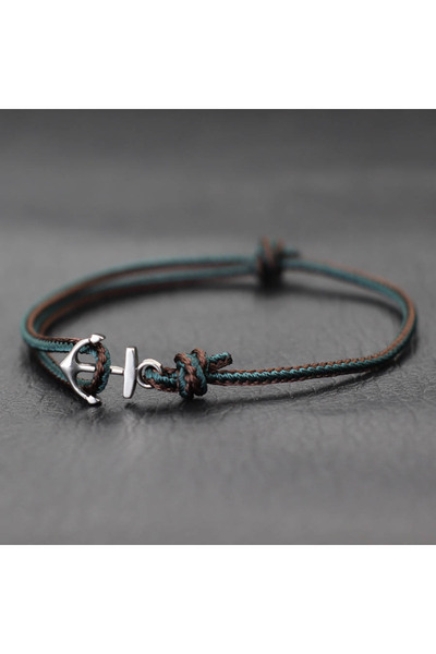 Choice darkgreen New Men Anchor Bracelet Ethnic Style Fine Rope Stainless Ste...