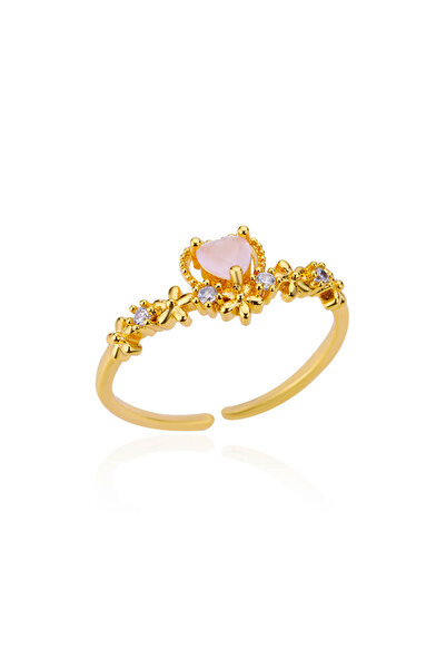 Choice JZ4416G-1 Zircon Heart Rings For Women Stainless Steel Adjustable Hear...