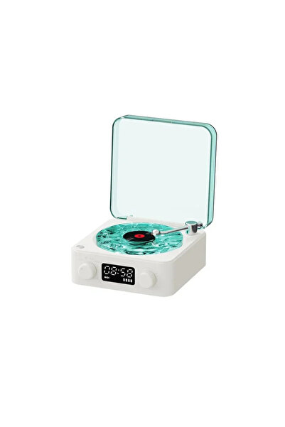 Choice1 White Waves Vinyl Player Bluetooth Speaker with White Noise Retro Tur...