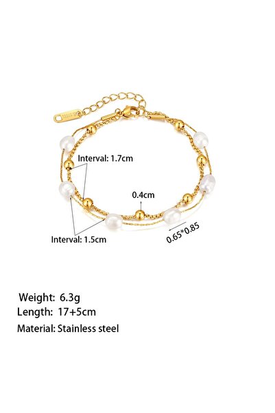 Choice Gold-color Luxury Double Layer Pearl Bracelet - Stainless Steel Jewelr...