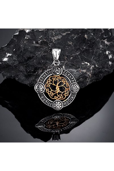 Choice 60CM Gold Only Pendant Never Fade Norse Rune Life Tree Necklace Men Go...