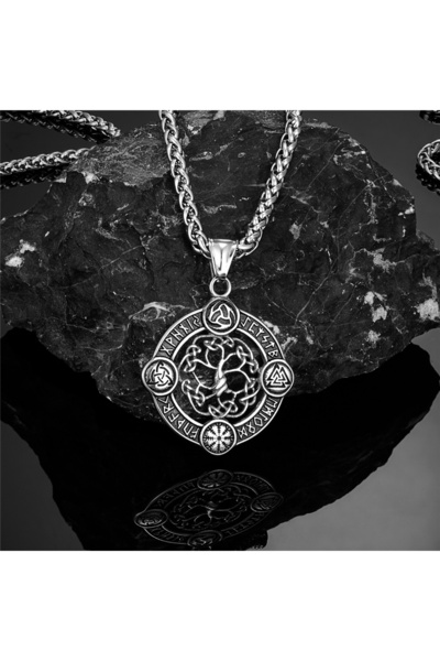 Choice 60CM Steel Chain Never Fade Norse Rune Life Tree Necklace Men Gold Col...