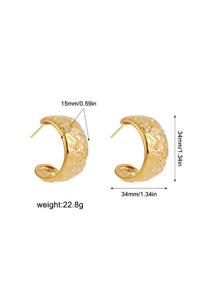 Choice Gold Irregular C-shaped Stainless Steel Metal Earrings For Women's Gol...