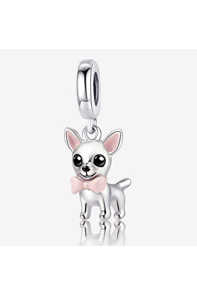 Choice TCE0220B1 925 Silver Color Cute Pink Puppy Barbell Charms Bead Diy Bra...