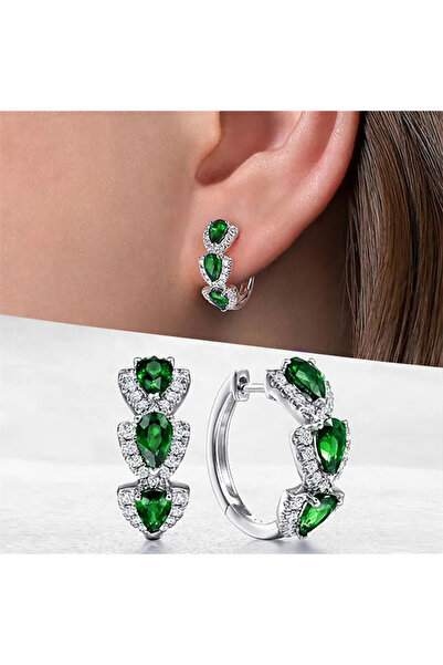Choice E2795 Huitan Luxury Trendy Blue Cubic Zirconia Hoop Earrings Wedding P...