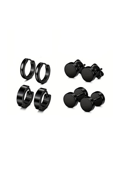 Choice 4pairs 10pairs Earrings Black Stainless Steel Stud Earrings Set For Me...