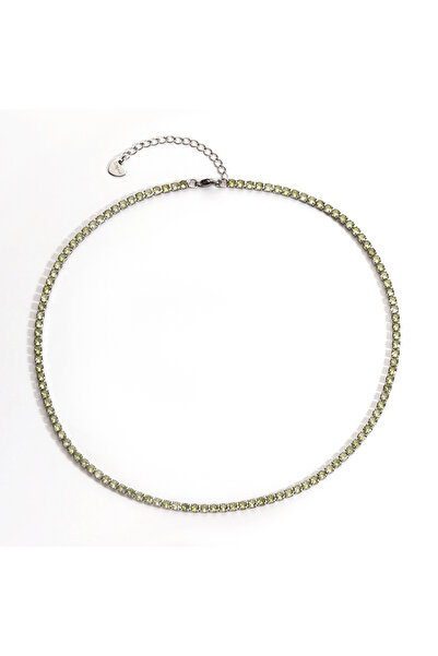 Choice4 Olive green Stainless Steel Tennis Choker Necklaces Women HipHop Iced...