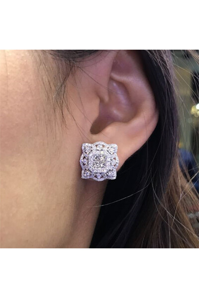 Choice E2950 Huitan Gorgeous Square Shaped Cubic Zirconia Earrings for Women ...