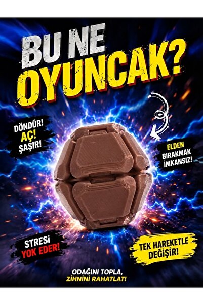 3D Baskı Geometrik Fidget Toy / Katlanabilir Stres Oyuncağı (Kahverengi)
